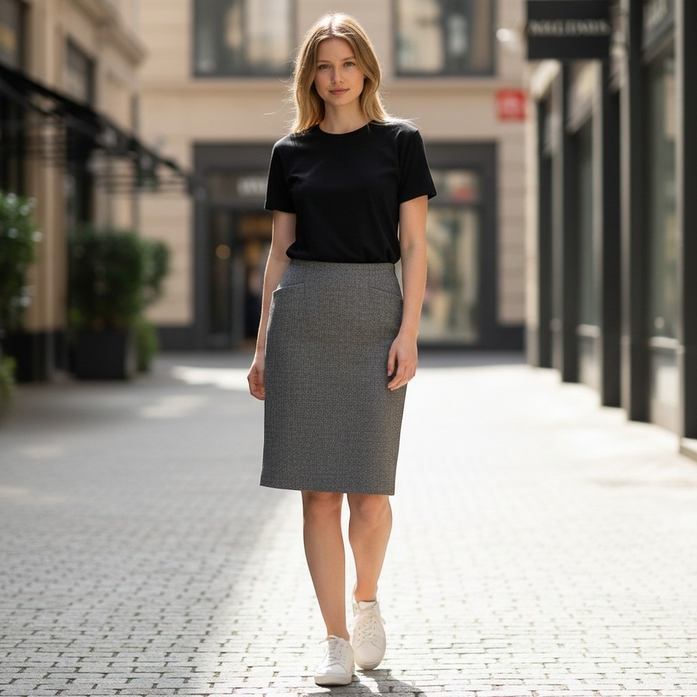 Linda Allard Ellen Tracy Gray Pure Wool Pencil Skirt Size 10 Professional Office
